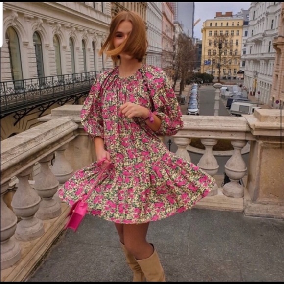 Zara puff shoulder print dress - Picture 9 of 12